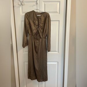 Zara Elegant Olive Long Sleeve Dress